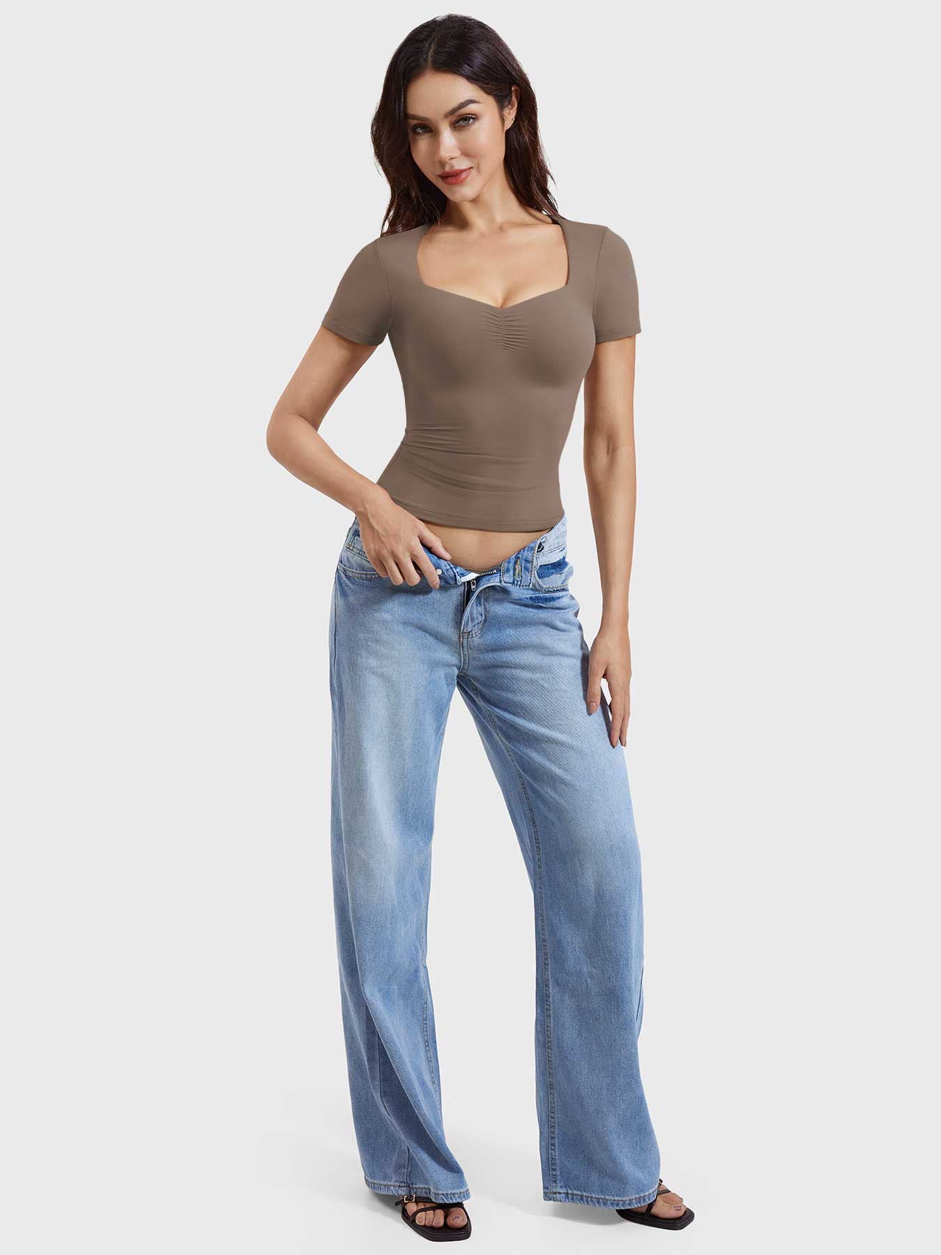 YGLEO Livia Sweetheart Neck Top