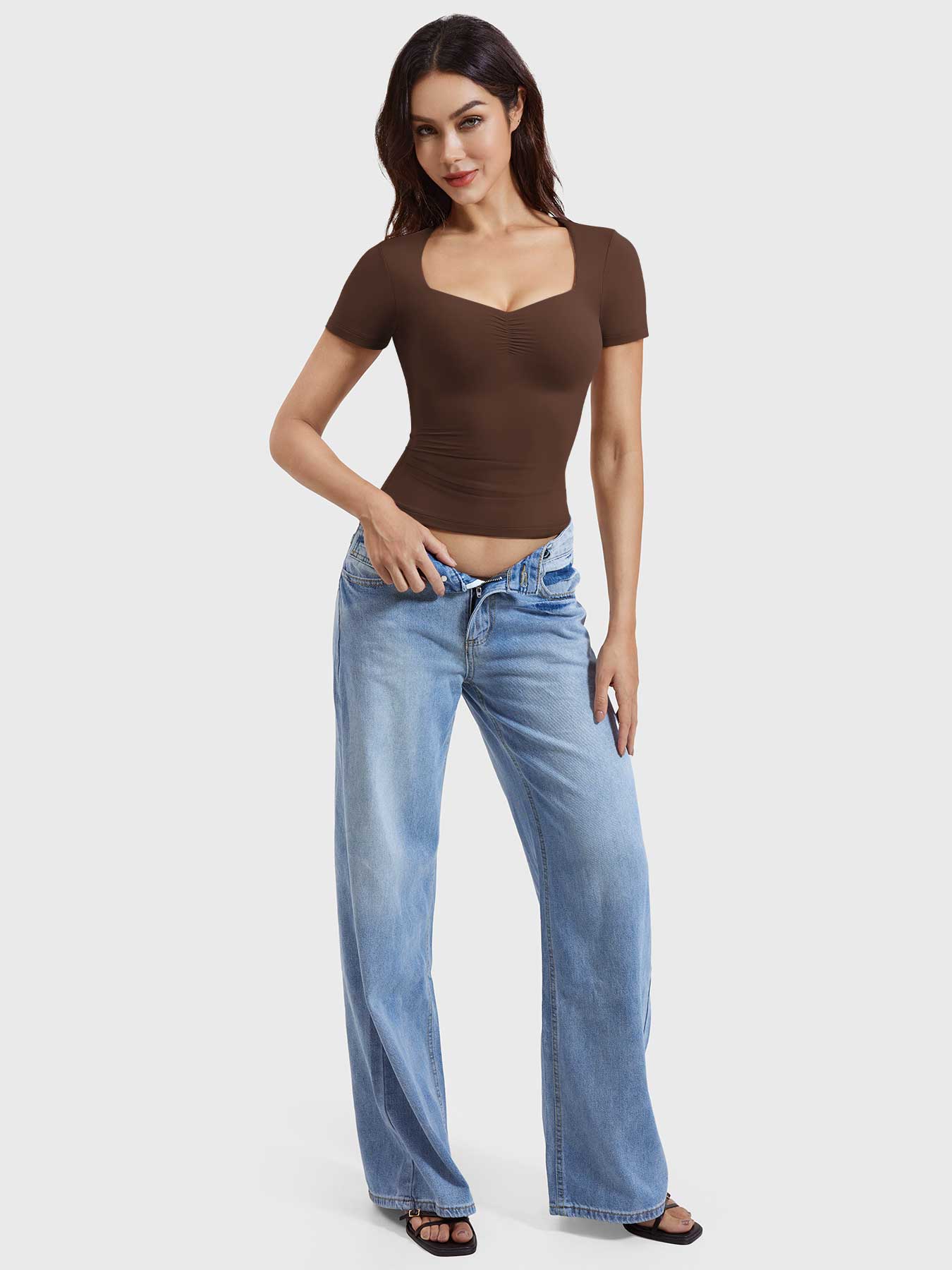 YGLEO Livia Sweetheart Neck Top