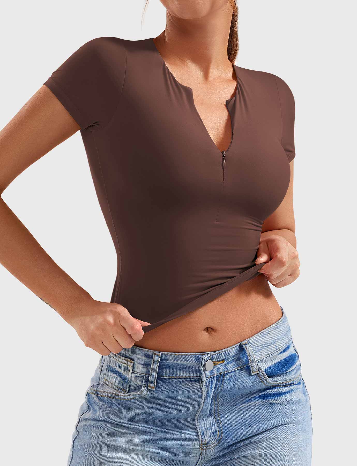 YGLEO Laurisa Zip Up Crop Top