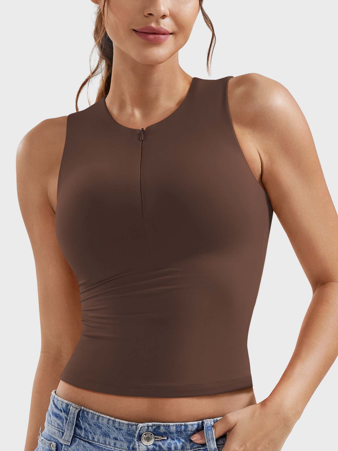 YGLEO Laurisa Half Zip Tank Top