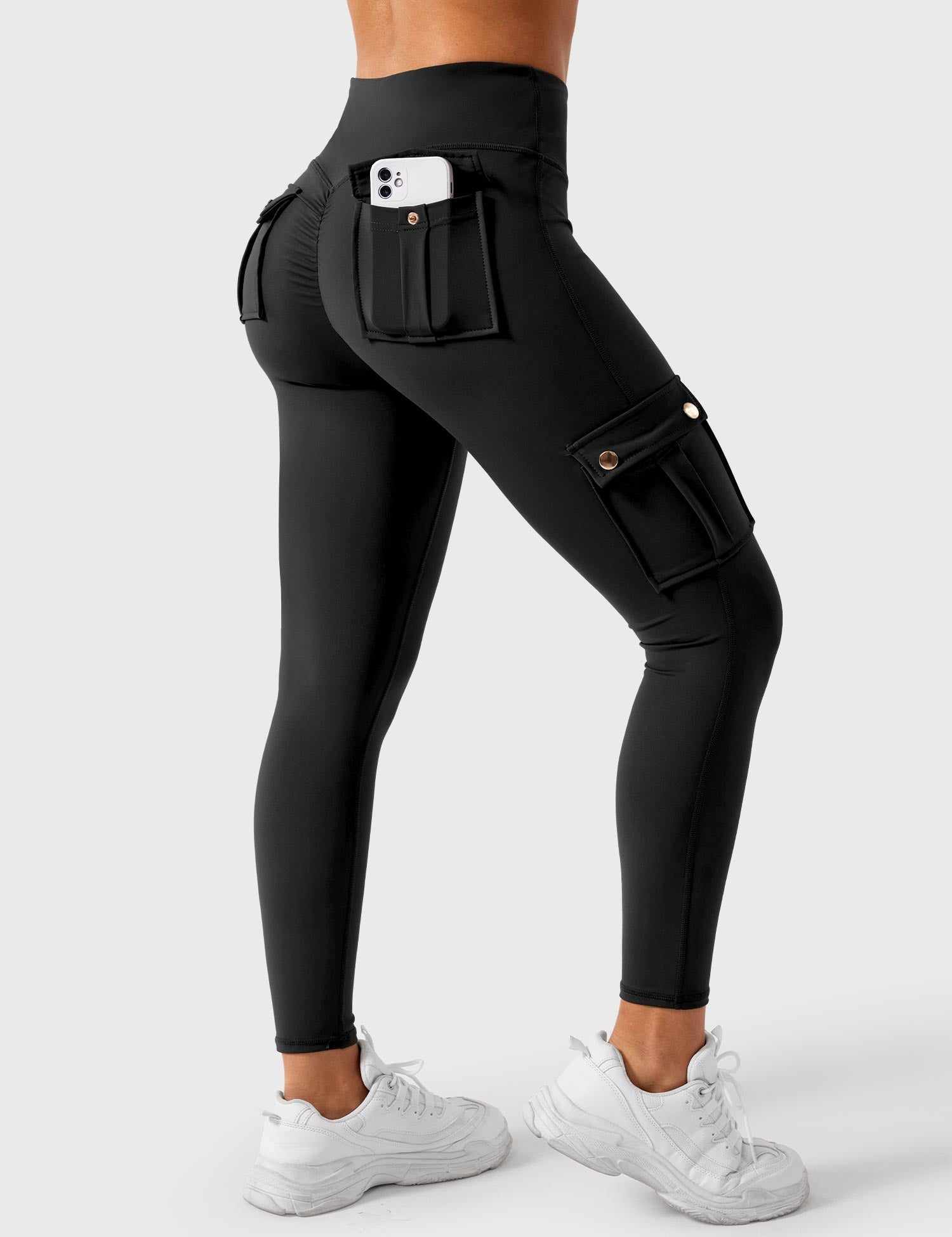 YGLEO Cargo Scrunch Leggings with Pockets