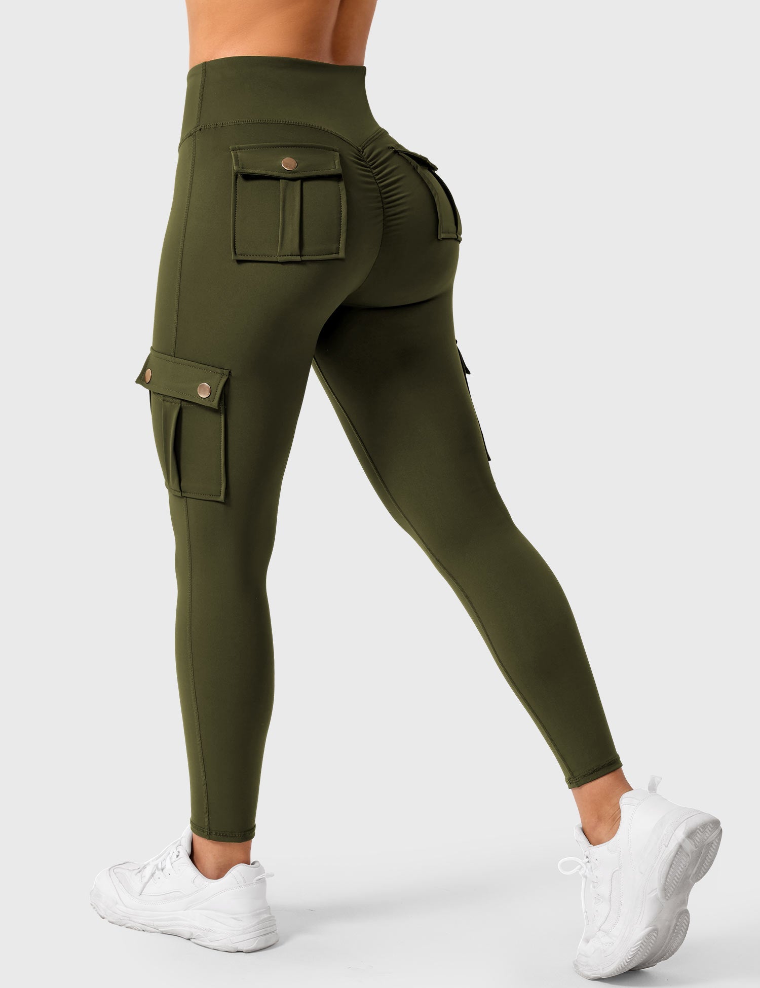 YGLEO Cargo Scrunch Leggings with Pockets