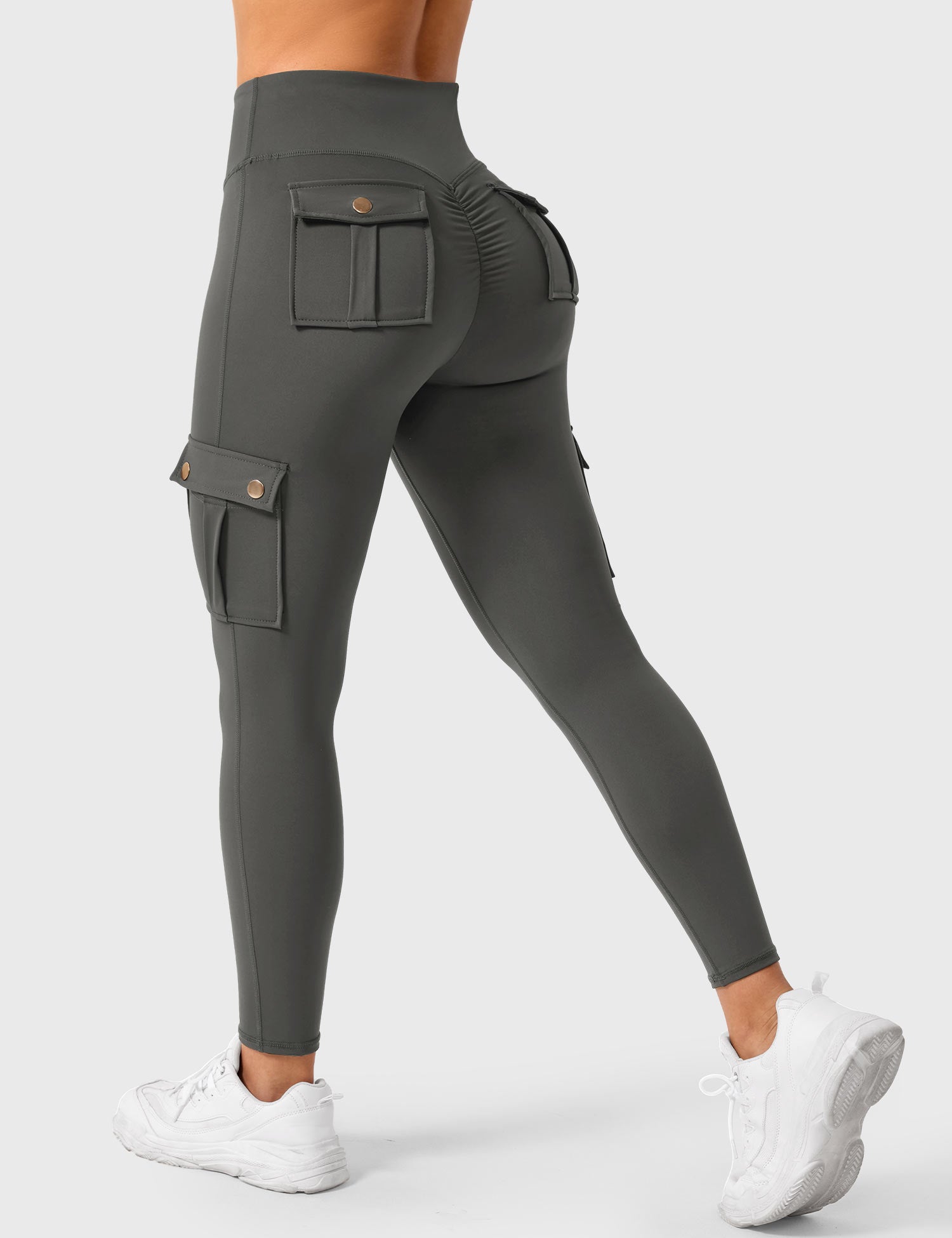 YGLEO Cargo Scrunch Leggings with Pockets
