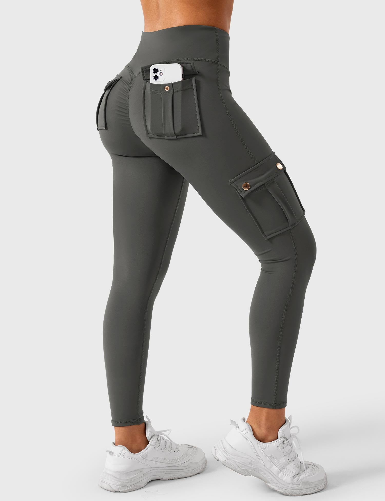 YGLEO Cargo Scrunch Leggings with Pockets