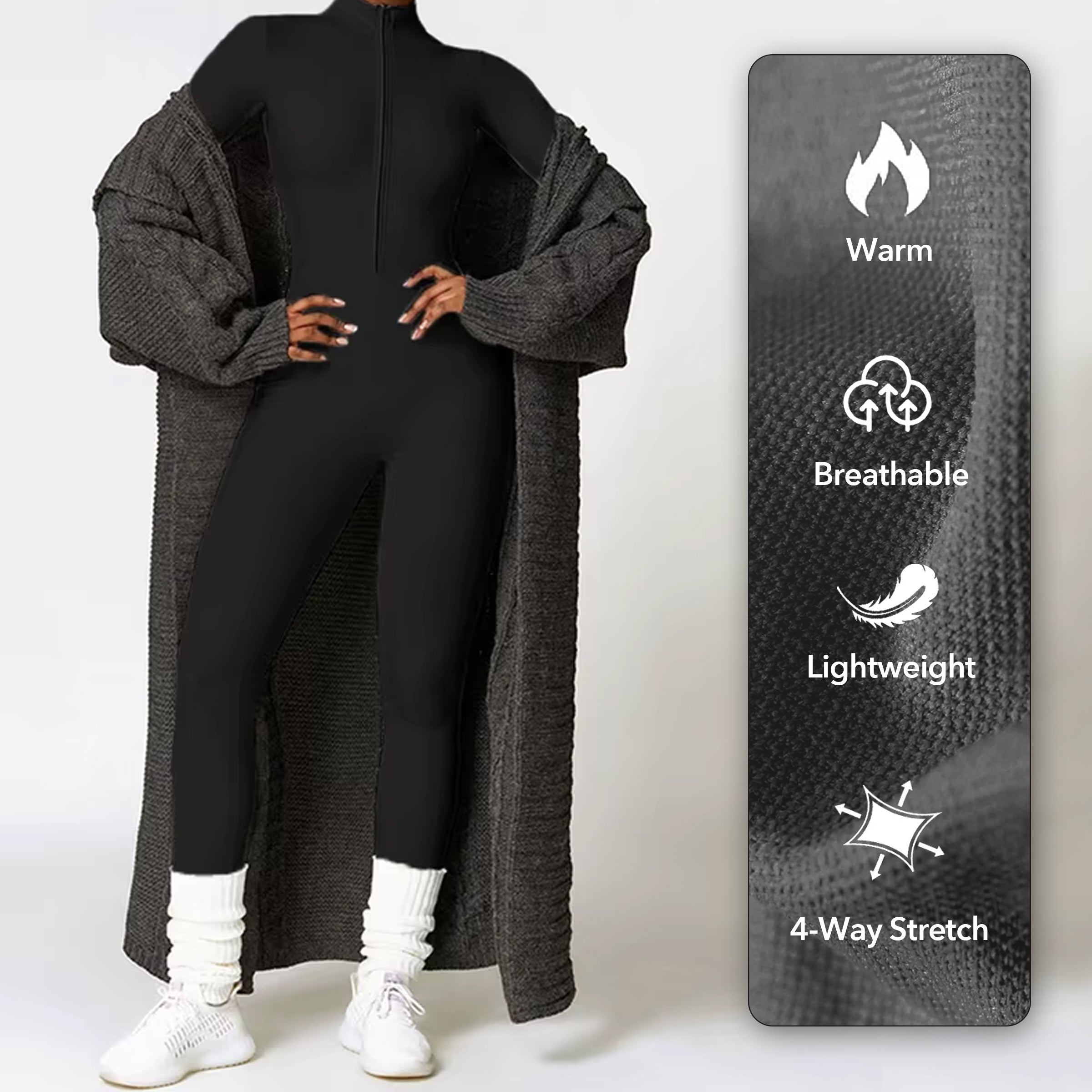 YGLEO Belle Fleece Long Sleeve Zipper Jumpsuit