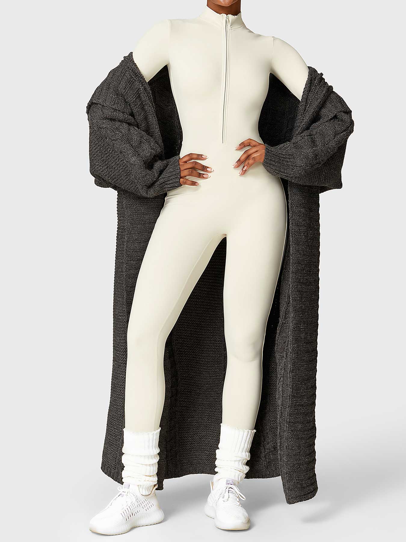YGLEO Belle Fleece Long Sleeve Zipper Jumpsuit