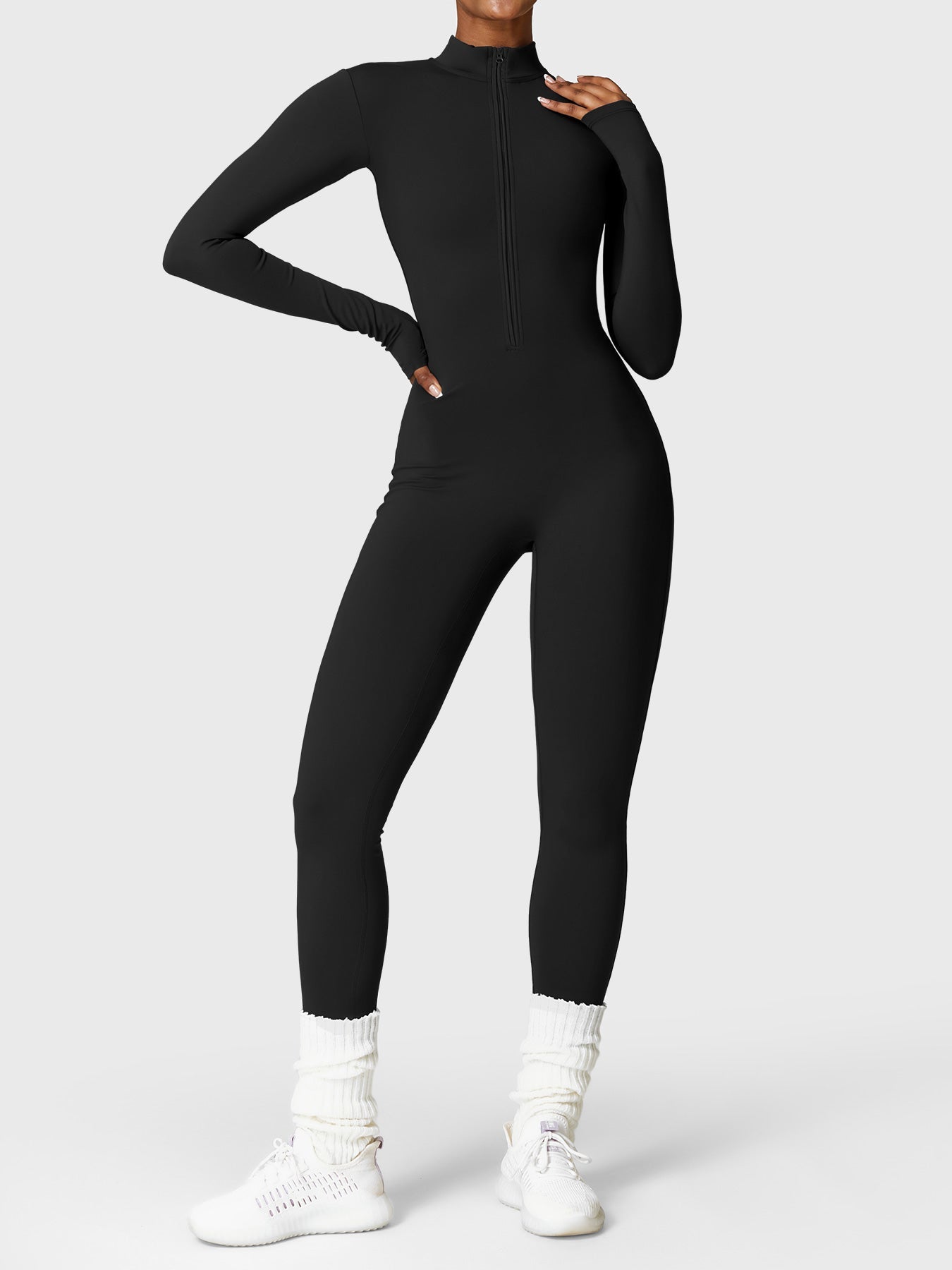 YGLEO Belle Fleece Long Sleeve Zipper Jumpsuit