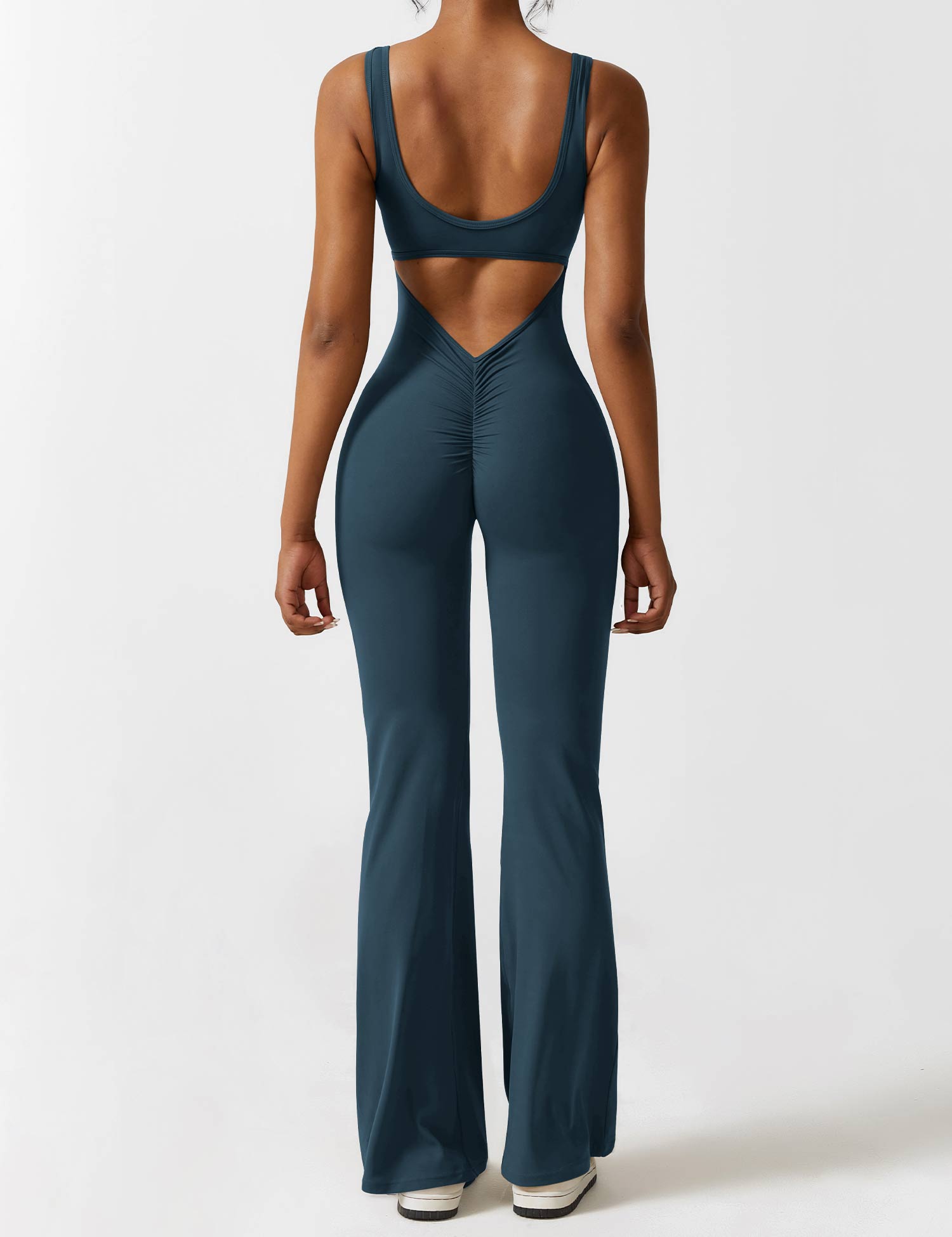 YGLEO V-Back Flared Jumpsuit