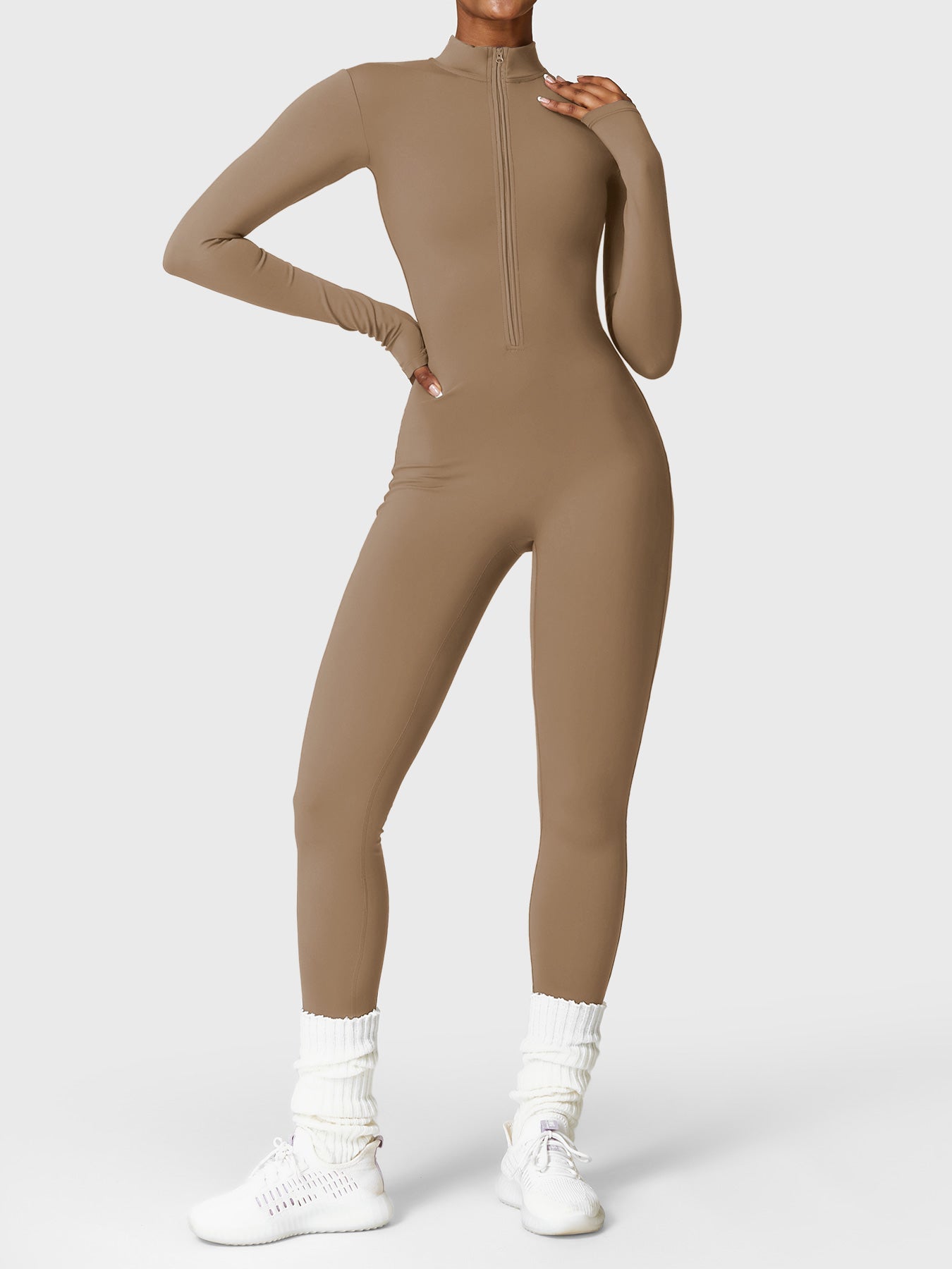 YGLEO Belle Fleece Long Sleeve Zipper Jumpsuit
