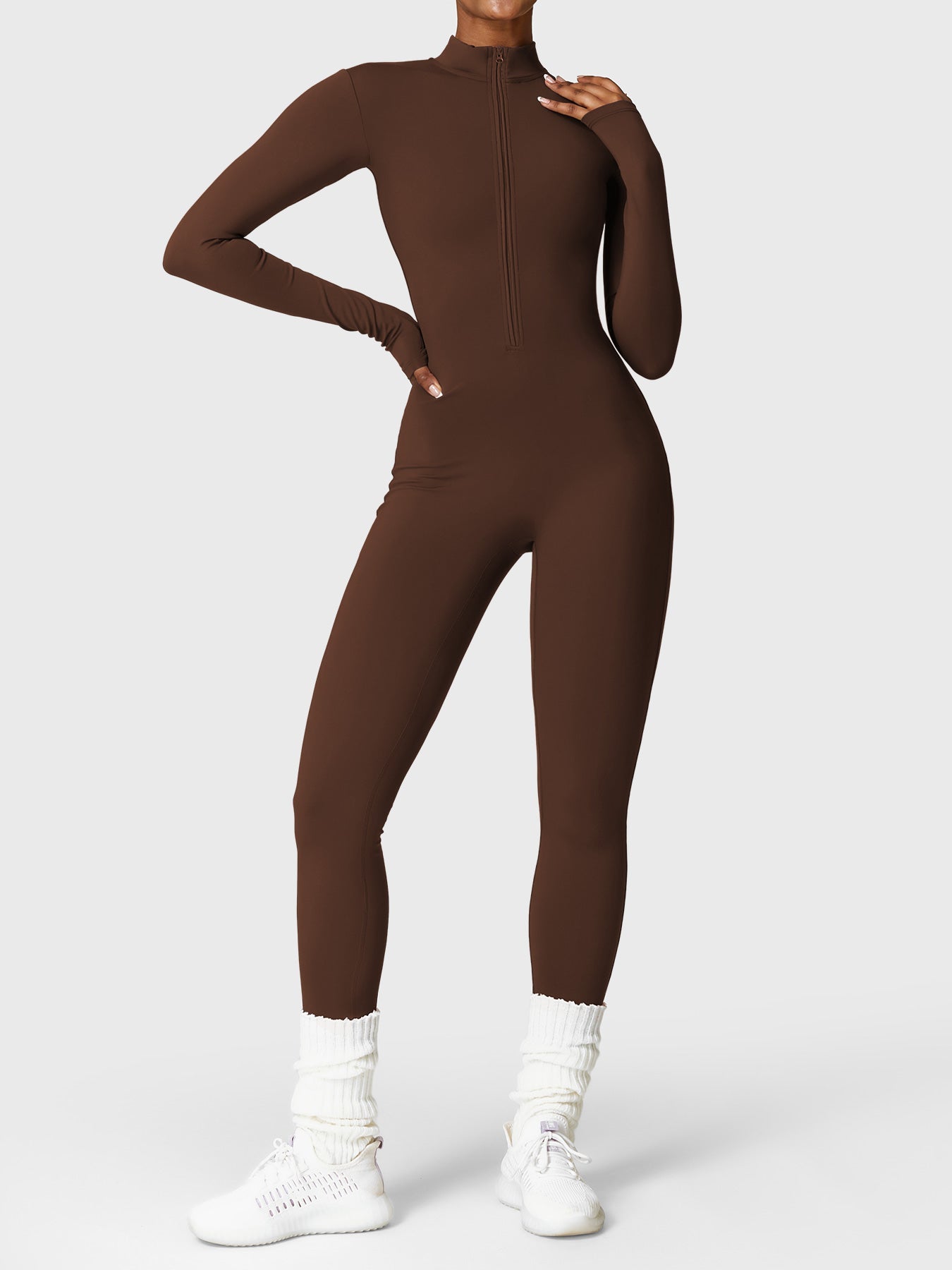 YGLEO Belle Fleece Long Sleeve Zipper Jumpsuit