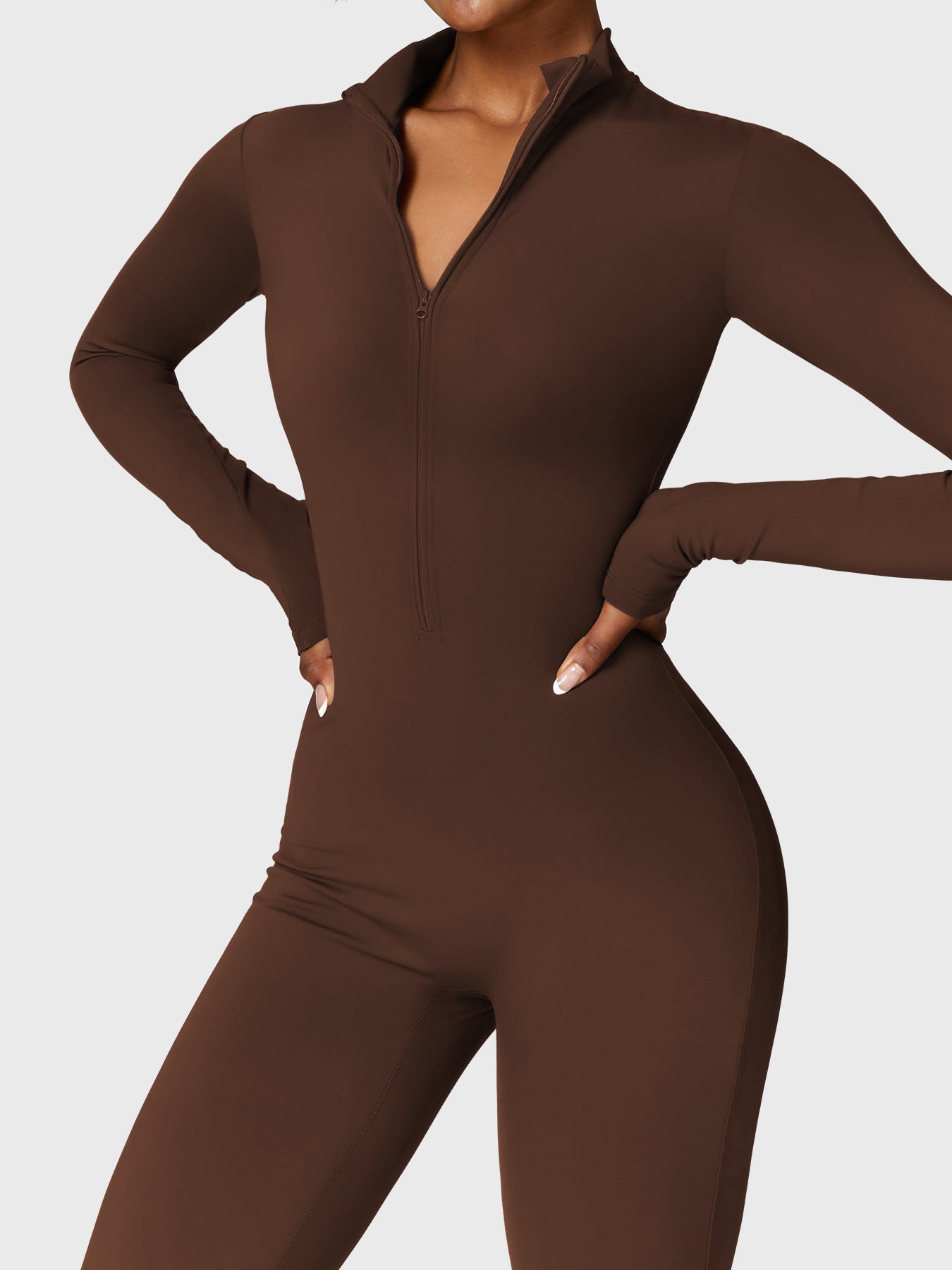 YGLEO Belle Fleece Long Sleeve Zipper Jumpsuit