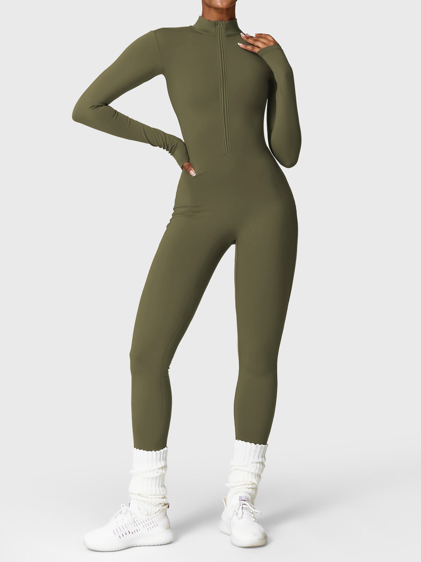 YGLEO Belle Fleece Long Sleeve Zipper Jumpsuit