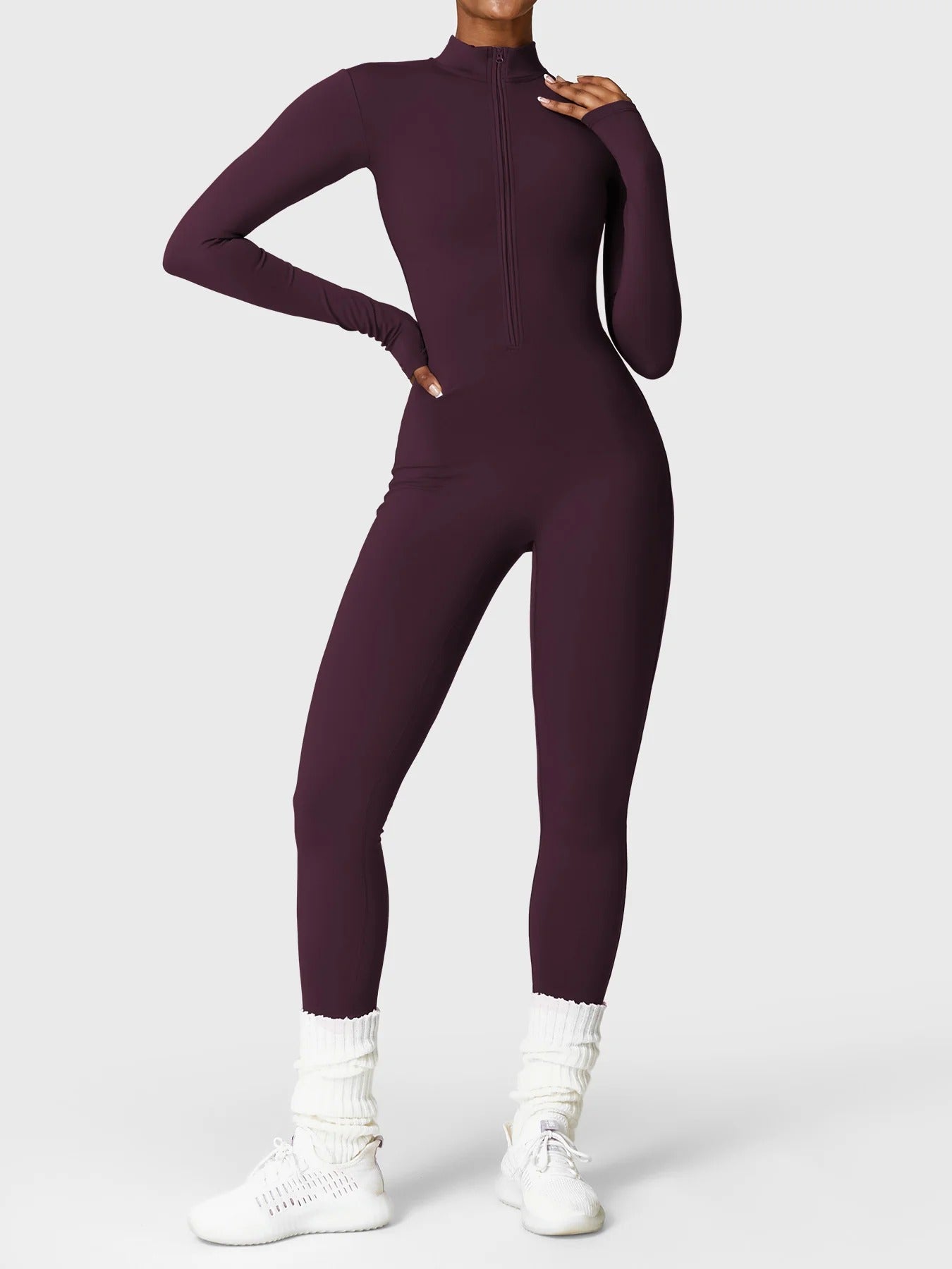 YGLEO Belle Fleece Long Sleeve Zipper Jumpsuit