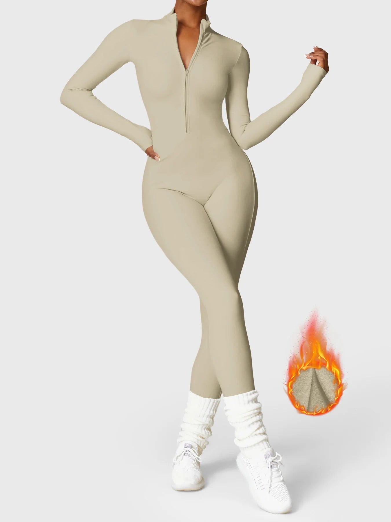 YGLEO Belle Fleece Long Sleeve Zipper Jumpsuit