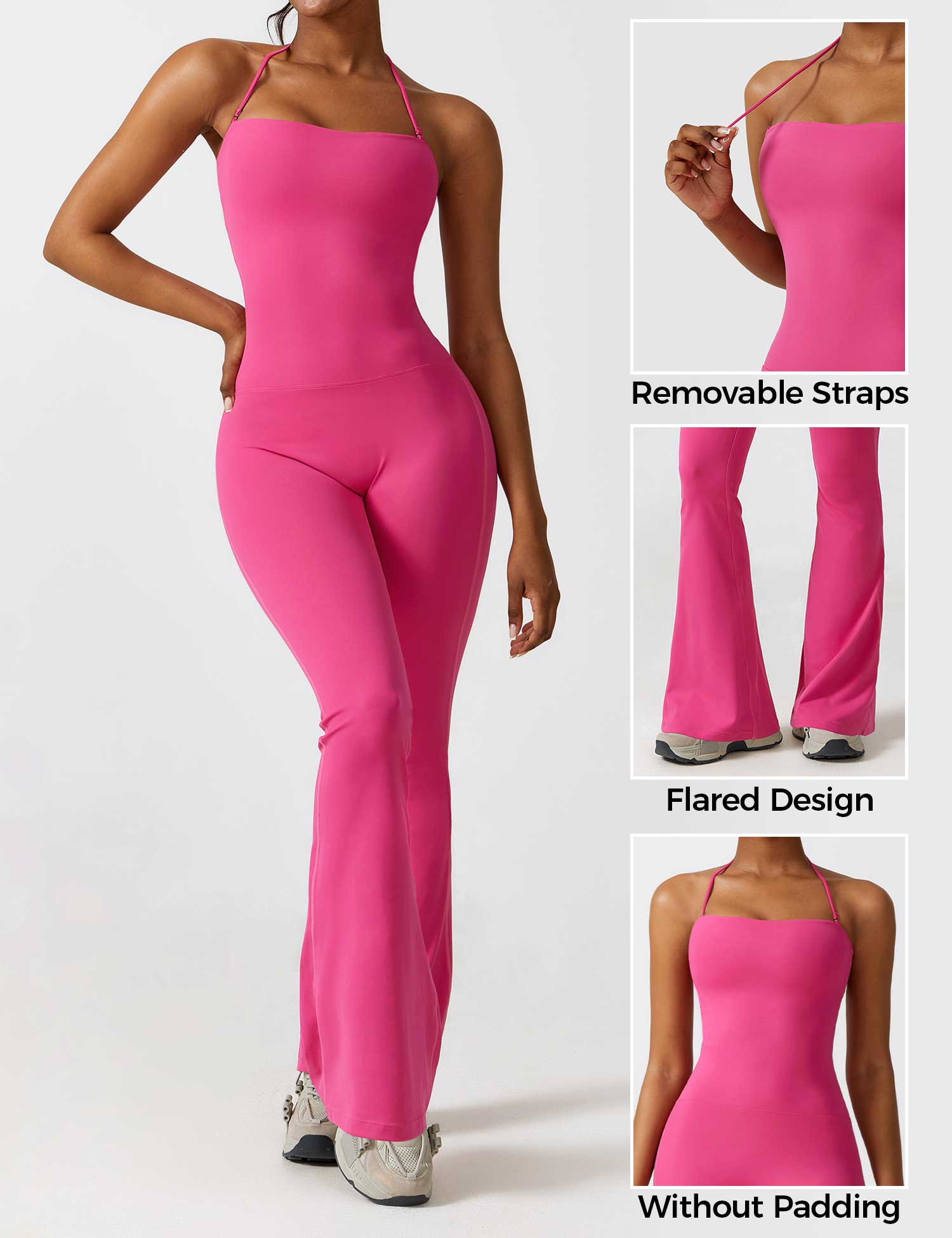 YGLEO Halter Flared Jumpsuit