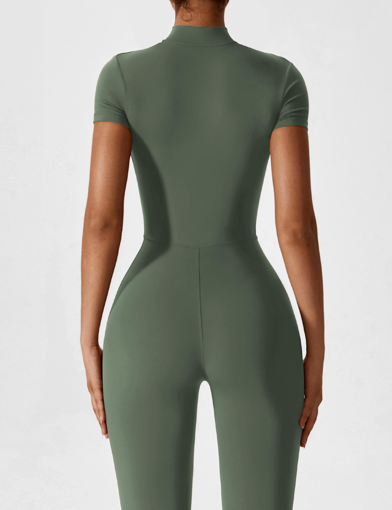 YGLEO Short Sleeve Zipper Jumpsuit