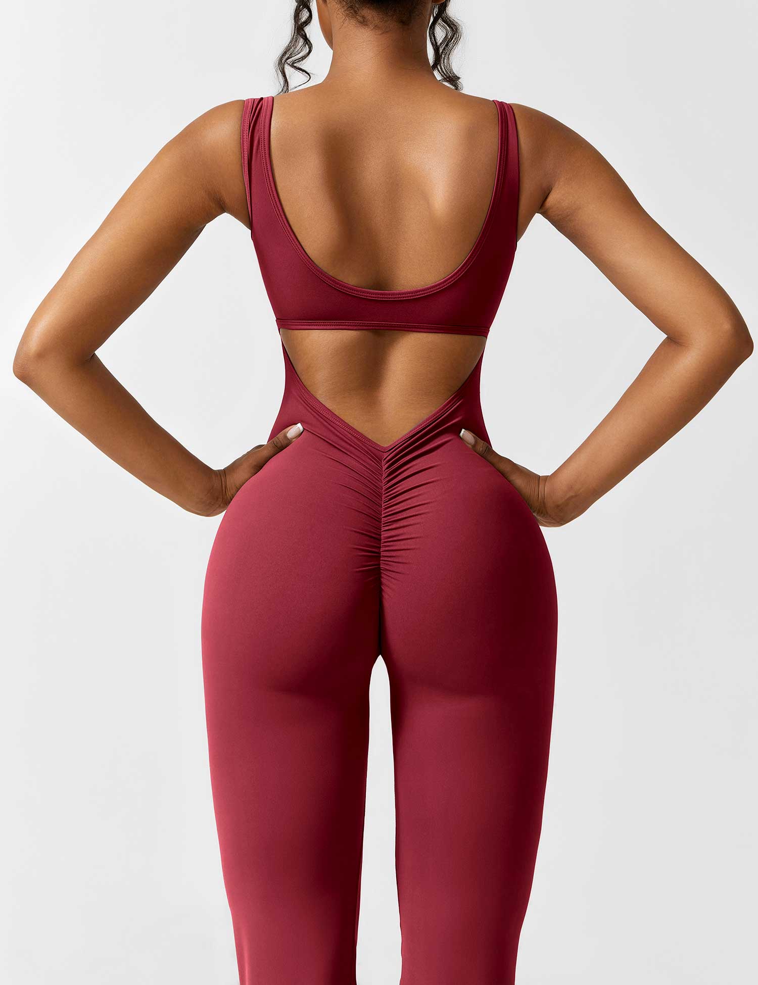 YGLEO V-Back Flared Jumpsuit