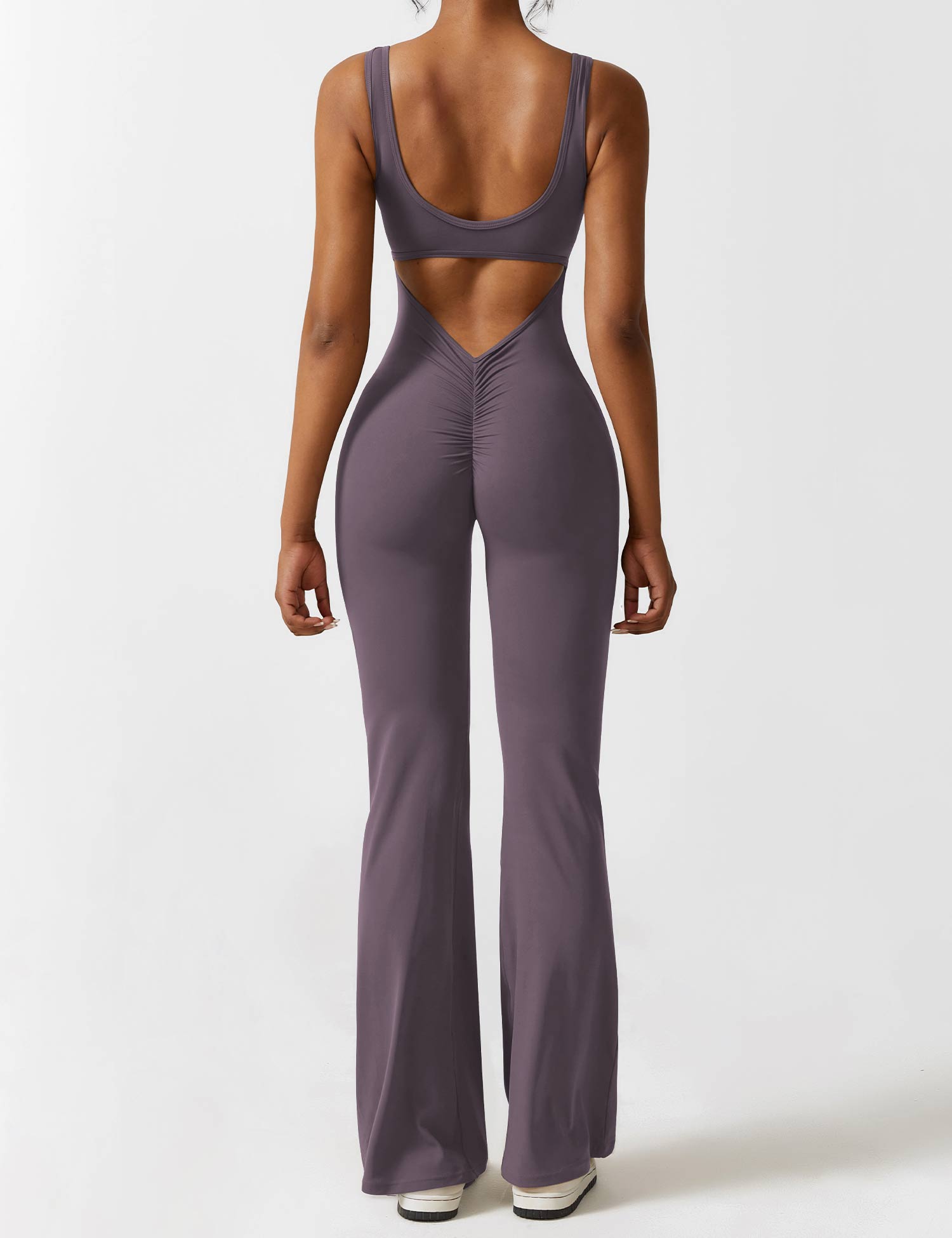 YGLEO V-Back Flared Jumpsuit
