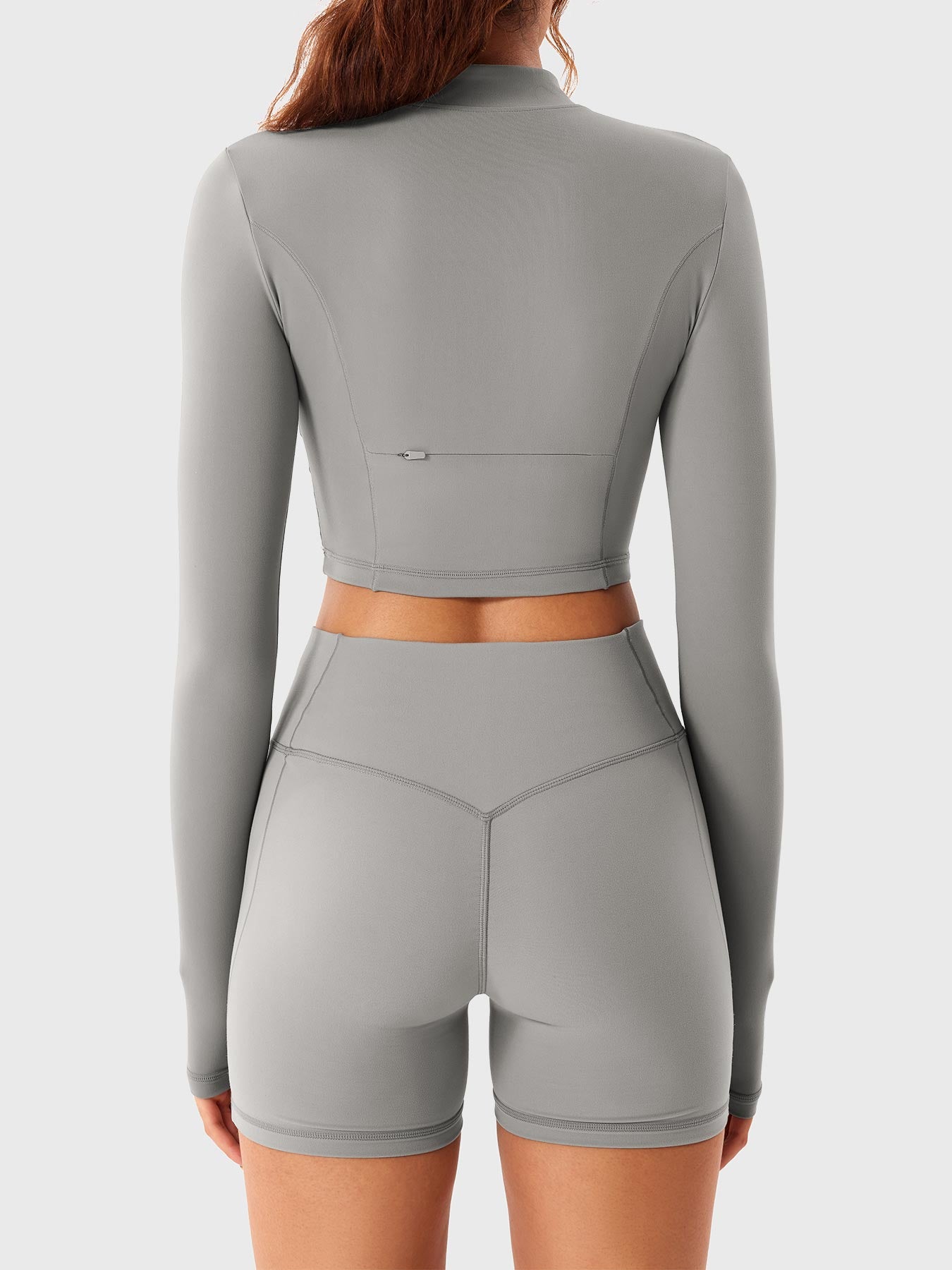 YGLEO Clementine Half Zip Crop Top Shorts Sets
