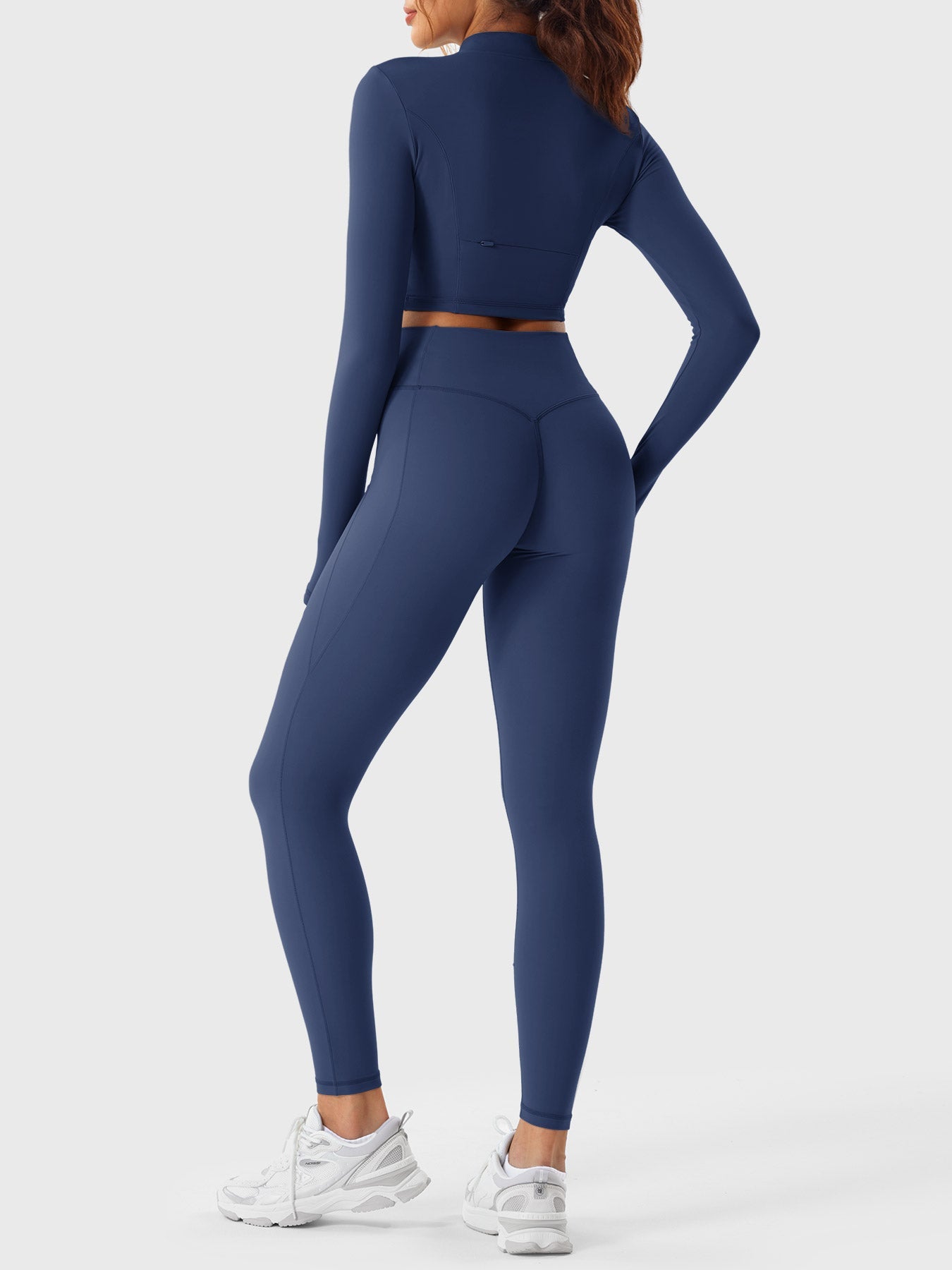 YGLEO Clementine Half Zip Crop Top Leggings Sets