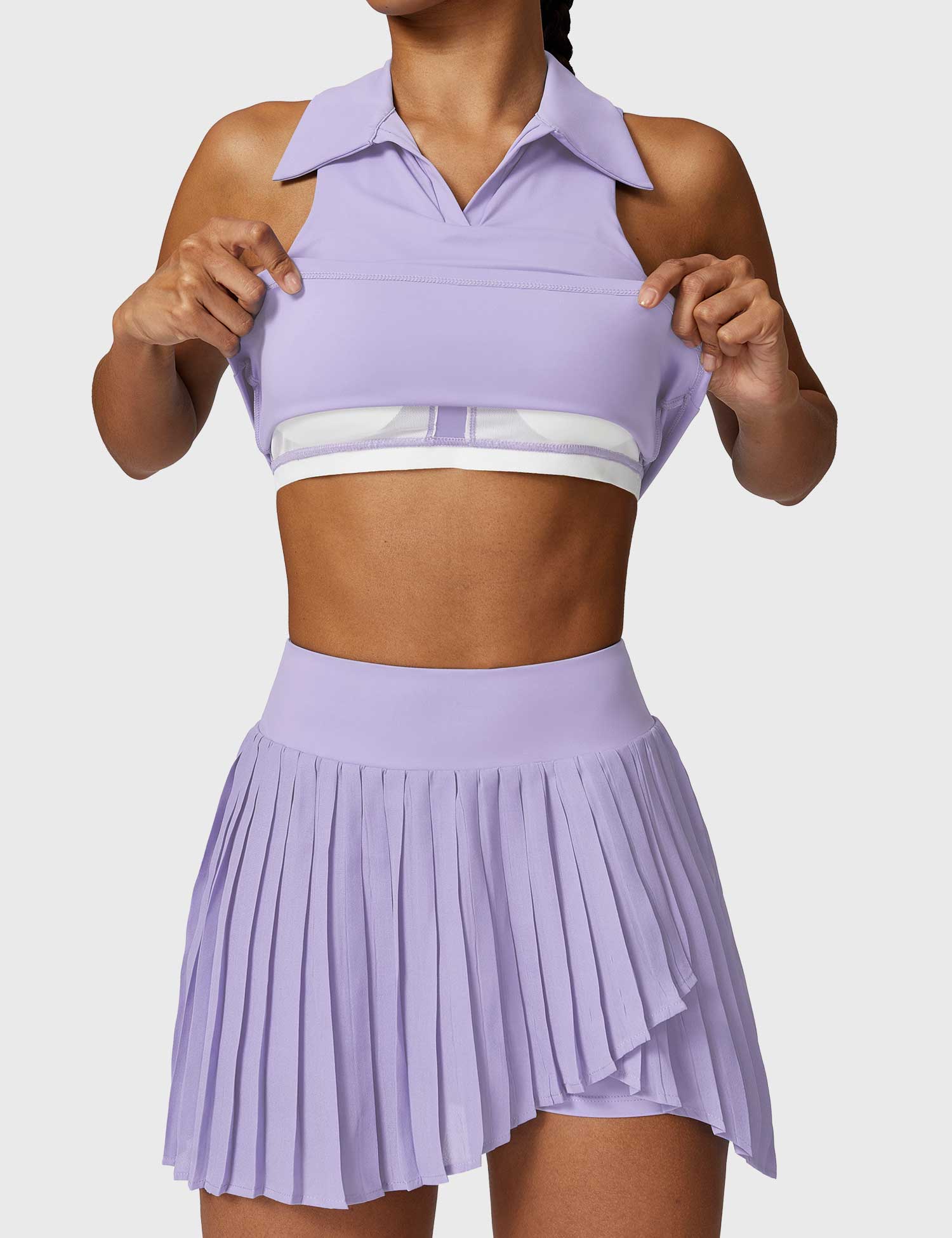YGLEO Crop Top Tennis Skirt Sets