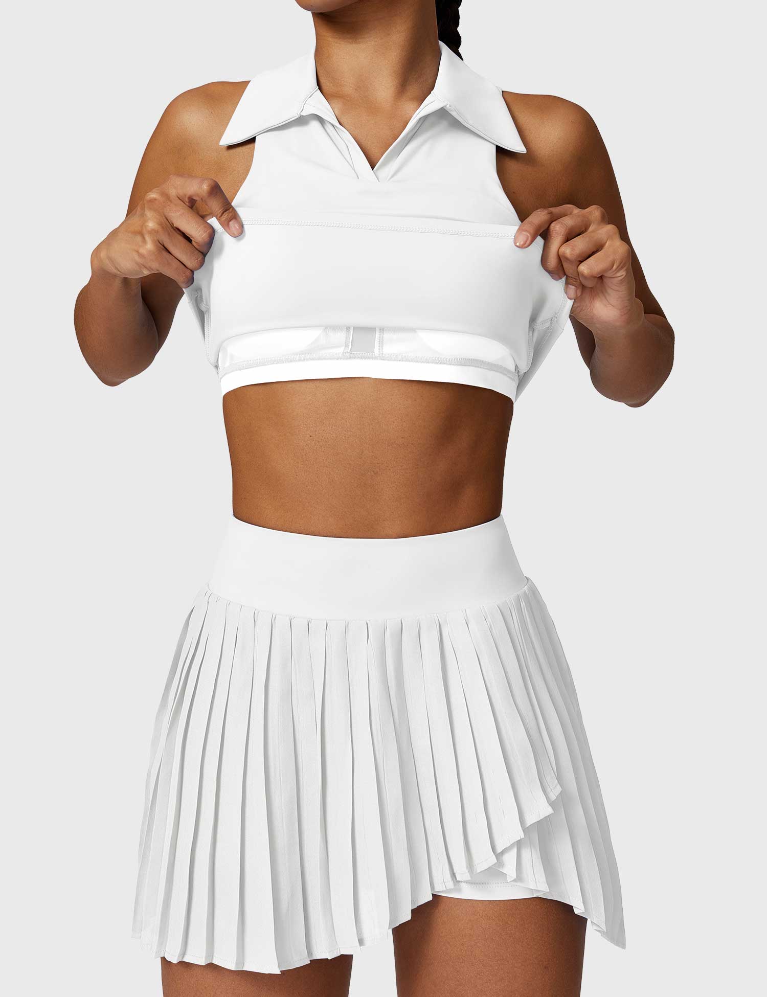 YGLEO Crop Top Tennis Skirt Sets