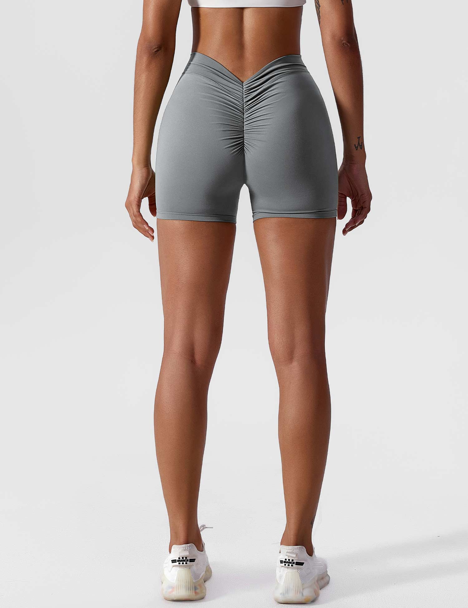 YGLEO V-back Ruched Shorts