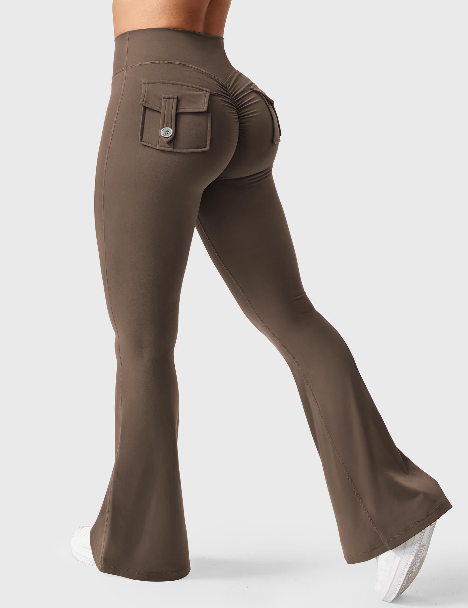 YGLEO Brittany Flared Leggings with Pockets